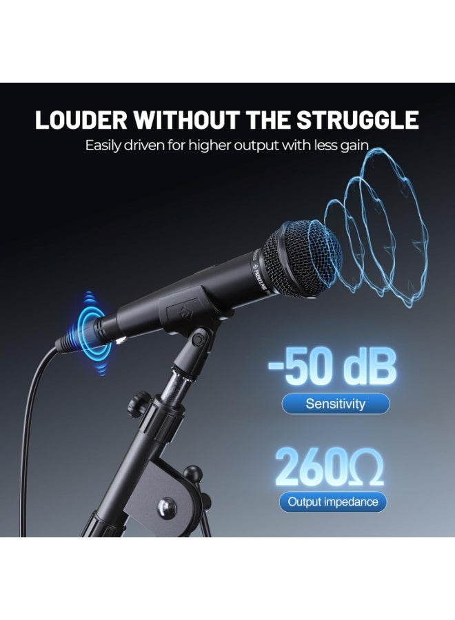 Phenyx Pro Dynamic Vocal Microphone Wired Handheld Cardioid Microphone with On Off Switch, 16.4 ft XLR Cable, Mic Clip, Storage Bag for Singing Stage Studio Karaoke PM-25S - Image 5